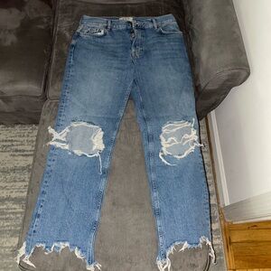 Free People We The Free Distressed Blue Denim Jeans 28